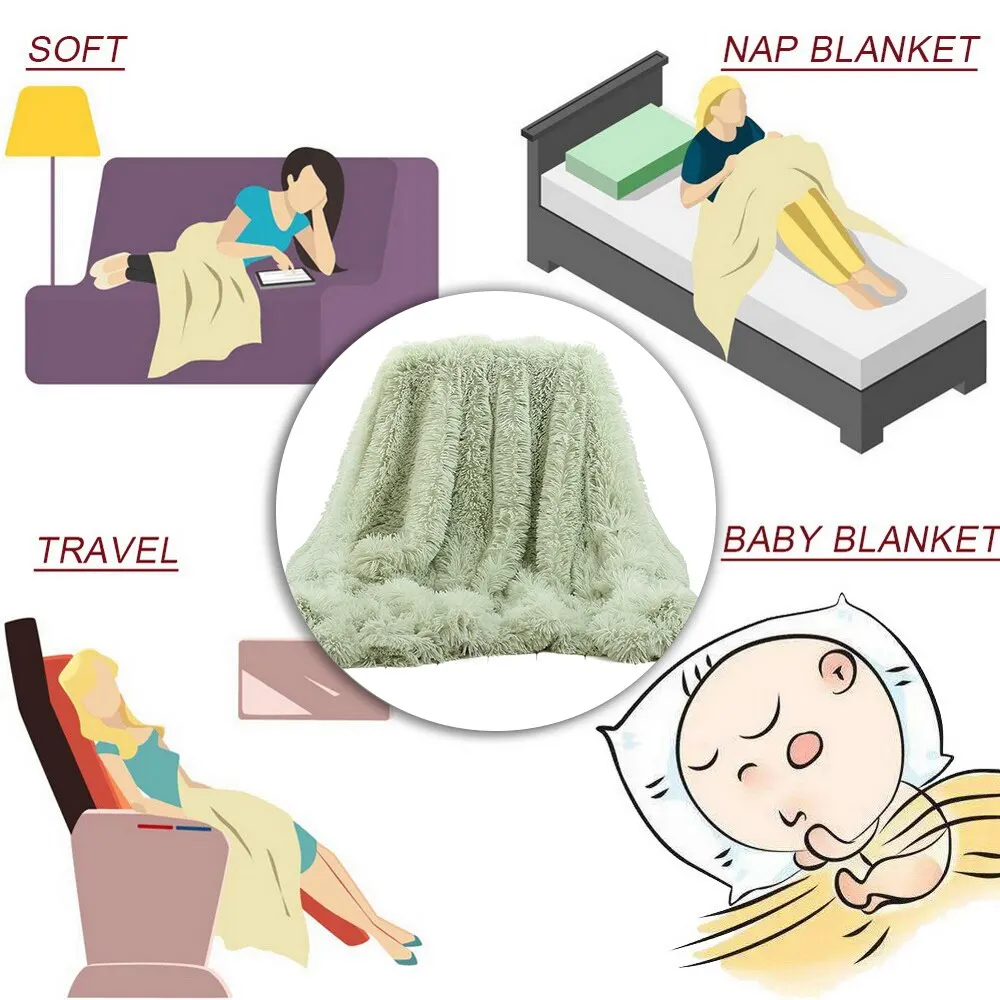 DIDIHOU 130x160cm Solid Color Shaggy Blanket Soft Plush Reversible Baby Blankets Washable Bed Couch Microfiber Adult Blanket