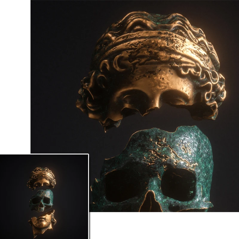 Canvas Painting wall art HD Bronze David Head and Skull Posters Nordic Celebrity statue picture Hoom Decor Modern art painting