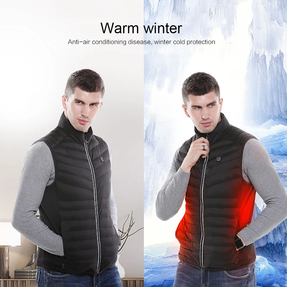 

2019 Upgrade Men Women USB Charging Heated Vest Jacket Coat Clothing Skiing Winter Warm Heated Pad Winter Body Warmer Vest