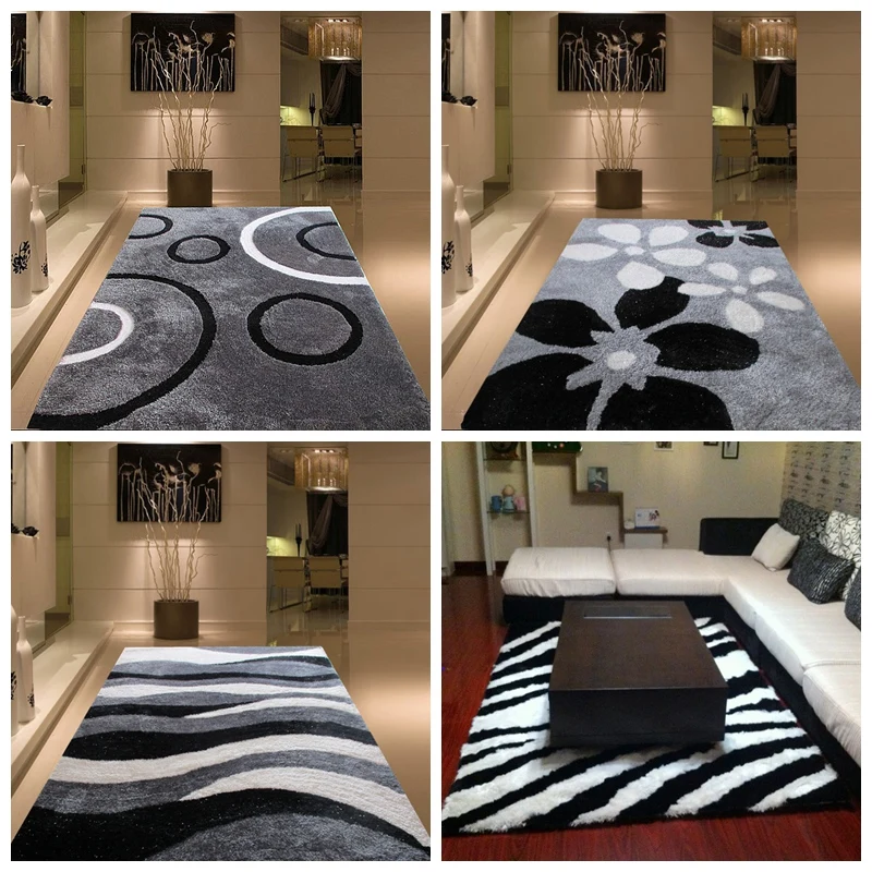 Зашифрованный толстый яркий Шелковый коврик для кофейного столика, прикроватный коврик для спальни, современный нордический стиль, узор