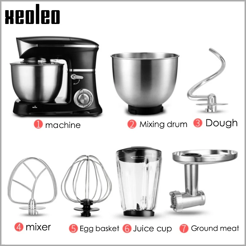 XEOLEO Planetary mixer 5in1 Stand mixer Food blender Food Mixer Meat grinder Food processor 6.5L Dough kneader mixer 6 speeds