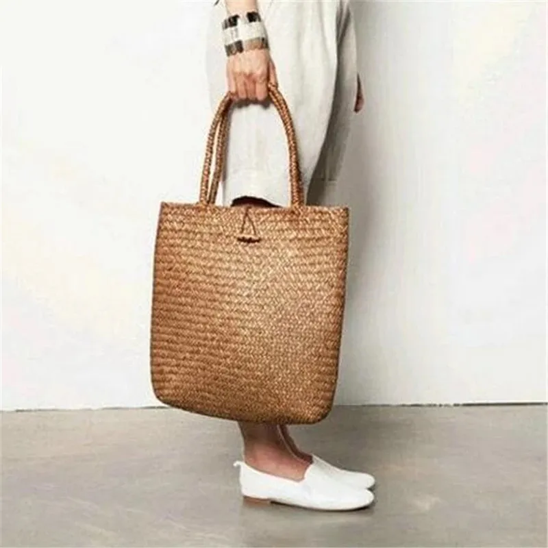 

Wicker Straw Mat Rattan Handbags for Lady Women Woven Shoulder Bag Beach Travel Female Hand Bag Totes Summer