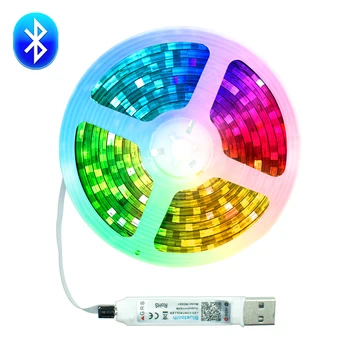 Tiras de luces LED con conexión USB y Bluetooth SMD 5050 0,5 M, 1M, 2M, 3M, 4M, 5M, DC5V, resistentes al agua, diodo Flexible, iluminación de fondo de escritorio para pantalla de TV