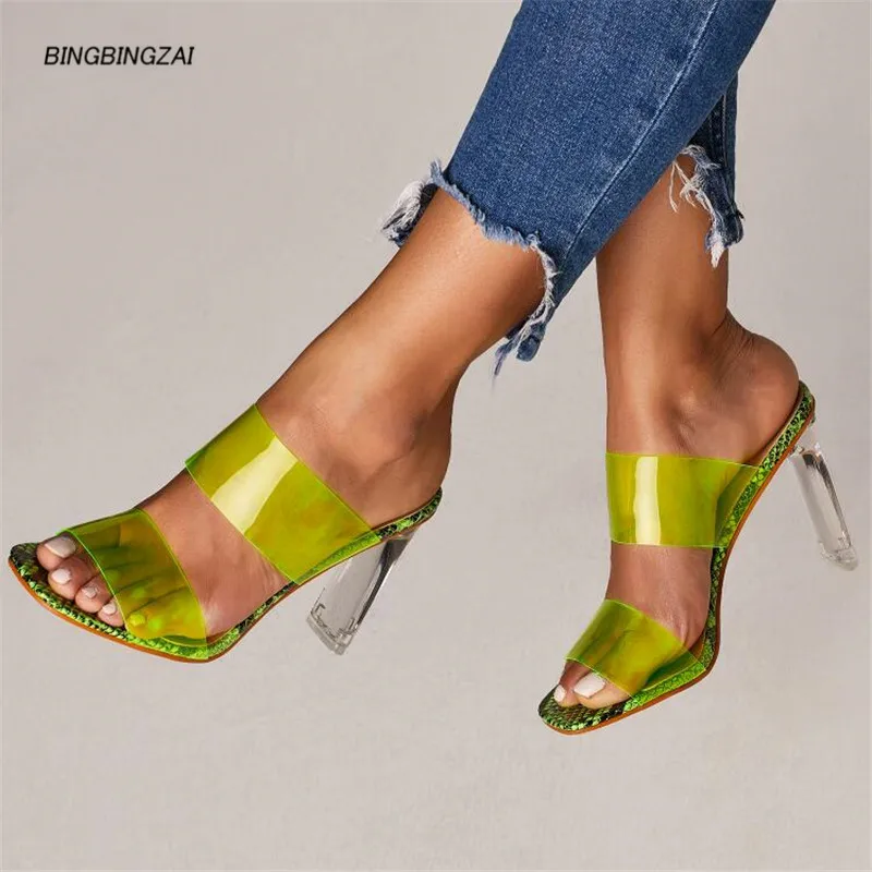 

BBZAI ladies shoes Comfort Cut-Outs 10CM Pumps Summer Peep Toe Coarse heel Crystal Comfortable good quality Cut-Outs 35-42