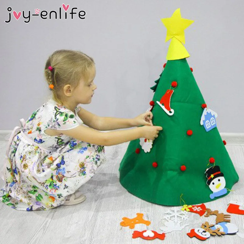 3D DIY фетровая Рождественская елка для малышей новогодняя Детская Подарочная игрушка искусственное дерево Рождественское украшение для дома подвесные украшения