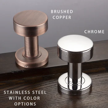 

Door Handles for Interior Doors without Lock Tube Shape Brushed Copper and Chrome Color Options Stainless Steel Knob