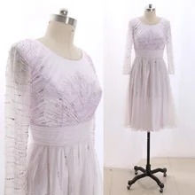 MACloth Лавандовое короткое платье с круглым вырезом длиной до колена короткое платье из тюля с бисером для выпускного вечера L 267572 распродажа