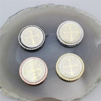 

25*25mm 10pcs/lot Latest product cz charm,Beautiful shells circular charm,necklace and bracelet accessories