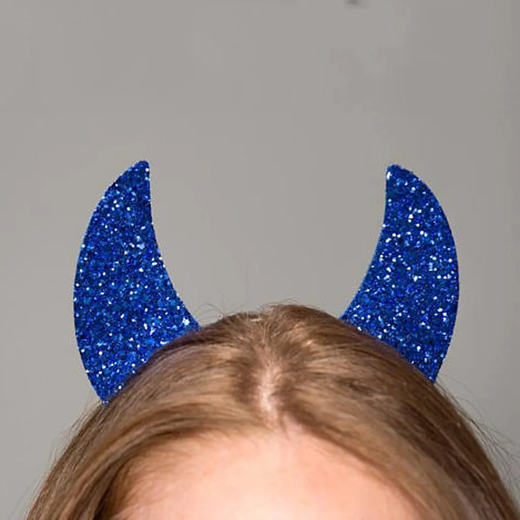 Хеллоуин Дьявол Рога уши заколки для волос для женщин девочек Хэллоуин повязка на голову блестящие обручи для волос Bling Hairband аксессуары для волос
