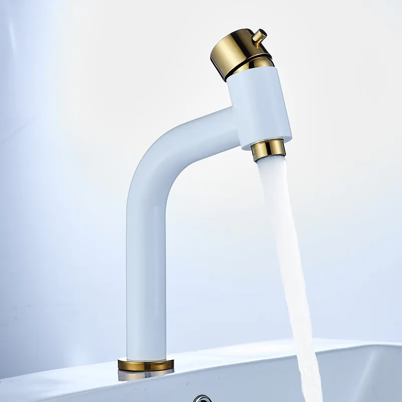 

Bathroom Basin Faucets Brass Sink Mixer Taps Hot & Cold Rotate Handle Lavatory Water Crane Vessel Tap Deck Mount Kitchen Faucets