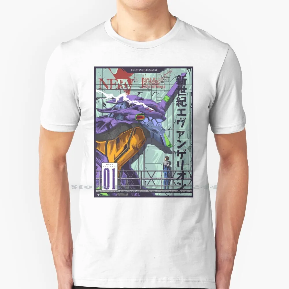Shinji Ikari-T Shirt Cotton 6Xl Anime Boys Fan Art 2D Plugsuit Shinji Ikari Eva Unit 01 01 Shinjiception Mecha Robot Cartoon