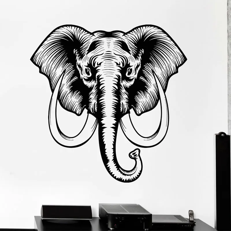 

African Elephant Head Animal Wall Sticker Vinyl Art Home Decoration Living Room Bedroom Decor Decals Removable Murals 3A24