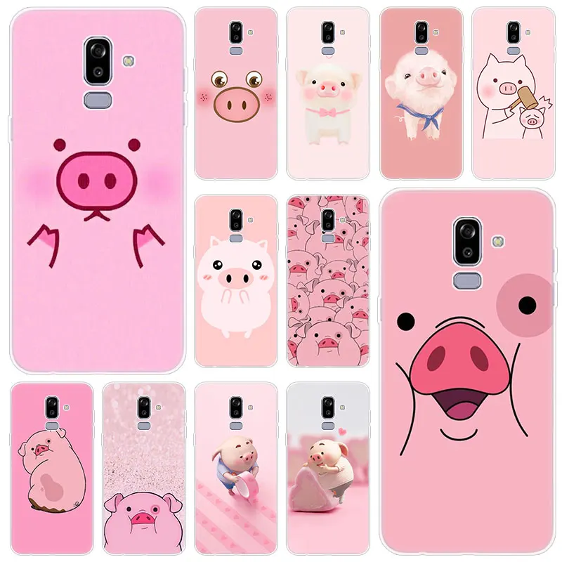 Hot Cute PINK Kawai Pig Silicone Case for Samsung Galaxy J2 Pro J4 Plus J6 J7 Prime J8 2018 Core J3 2016 J5 2017 EU Cover | Мобильные