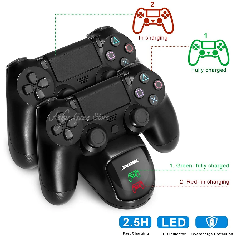  Megadream Controller Charger for PS4/PS4 Pro/PS4 Slim DualShock  4 Controller Charging Station : Video Games