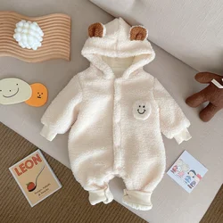 Barboteuse à manches longues pour nouveau né, garçon et fille, sweat à capuche, avec sourire, vêtements d'automne et d'hiver, 0 à 24 mois, 2021 