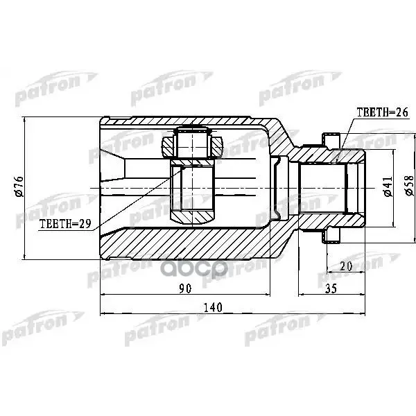 Шрус Внутренний 26x41x29 Mitsubishi Outlander Cu 02-06 PATRON арт. PCV1758