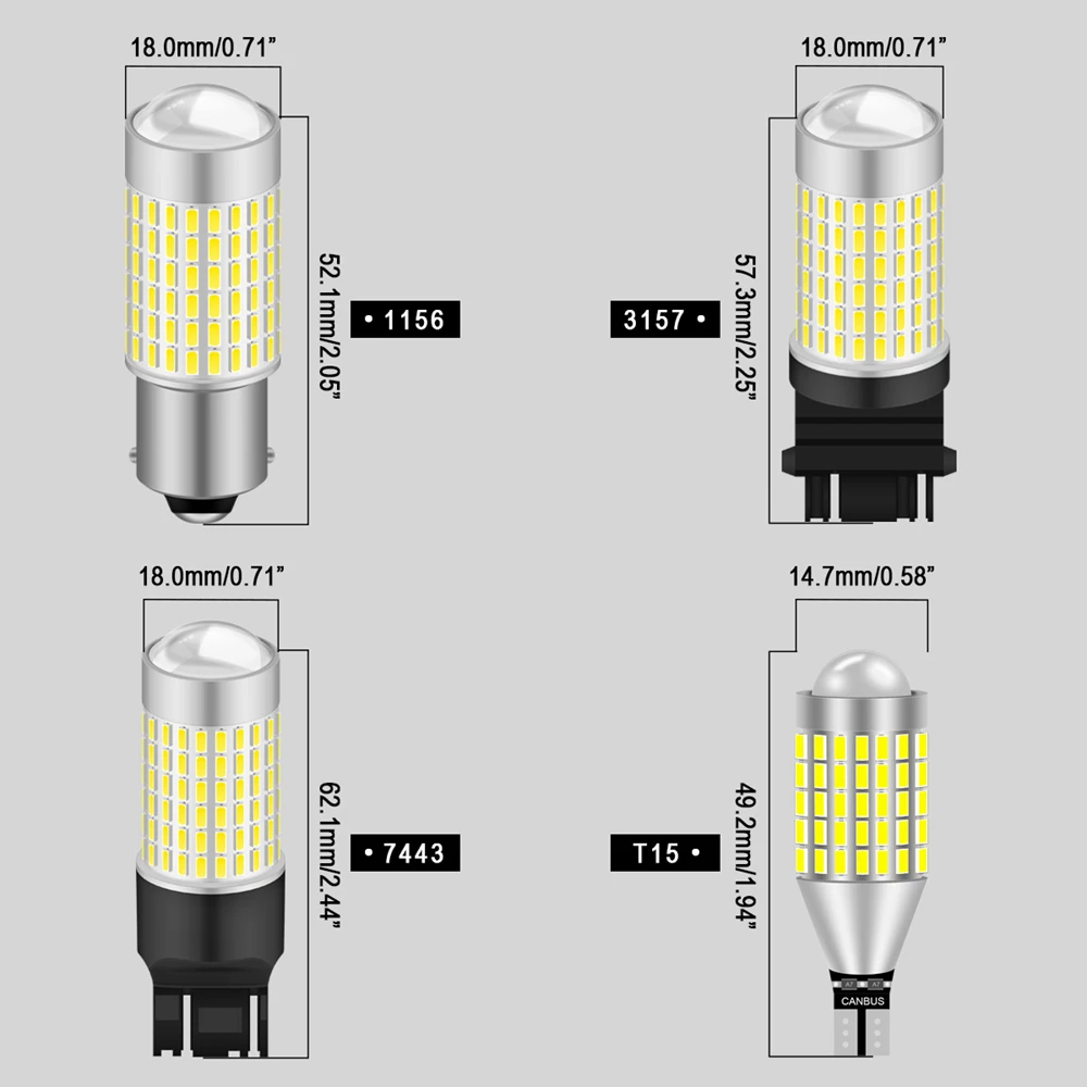 2 шт. 1156 BA15S P21W Светодиодная лампа заднего хода W16W 921 T15 T16 7443 W21/5W T20 3157 3156 t25 3056