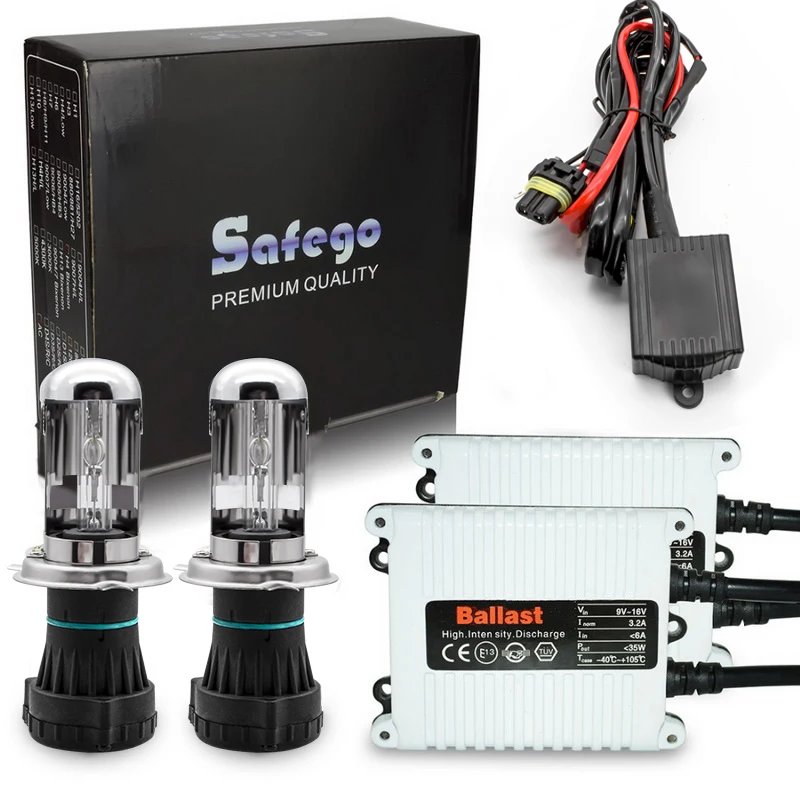 1 комплект Safego 12V AC 35W H4-3 Bi-xenon H4 hi/lo комплект HID 6000K 8000K 4300K 10000K BI-XENON для автомобиля Сменная Лампа головного освещения