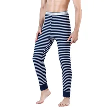 Термоусадочные мужские тонкие флисовые полосатые хлопковые трусы эластичные леггинсы