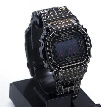 

Grid Pattern Watch Bracelet Case For Casio G-shock GWM-B5000 DW-5600 Stainless Steel Watch Band Bezel For Casio g shock strap