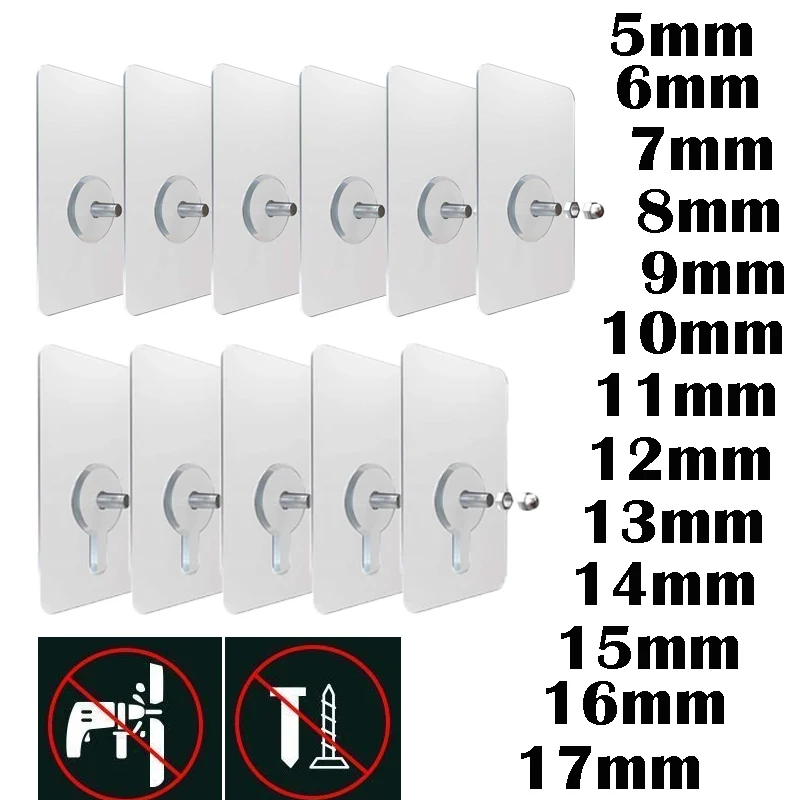 Self Adhesive Wall Hooks 2PCS Drill-free Heavy Duty No-mark Nails Home Hook Screw Rods