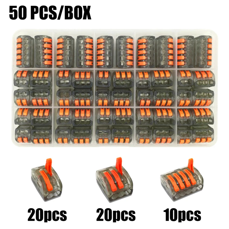 

50 unids/caja 212-215 cableado elйctrico terminales de cable hogar conectores terminales rбpidos para conexiуn de cables