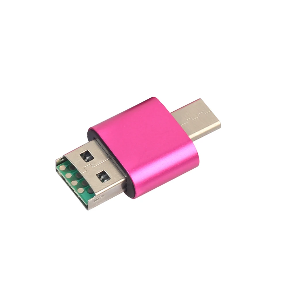Type C-USB 2,0 Алюминиевый сплав Многофункциональный Мини Высокоскоростной адаптер для карт Прочный Компактный Двойной интерфейс Универсальный 2 в 1 - Цвет: Rose Red