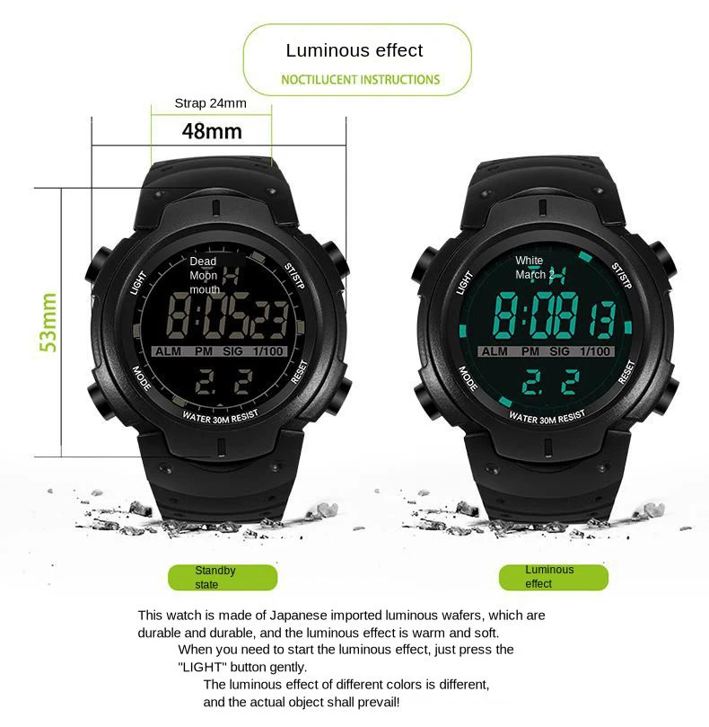 Sanda Watch Male Electronic Watch Junior High School Student Male Watch Youth Leisure Waterproof Luminous Sports Men's Tide Kore