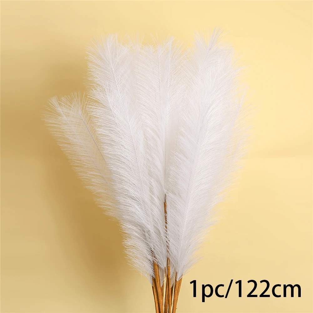 1Pc Artificial Pampas Grass Decor Plume Grass Fake Phragmites Australis Home Decor Vase Wedding Decorations Faux Reeds Plants