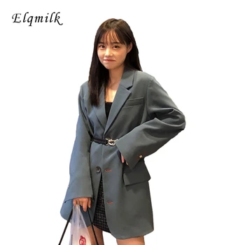

Office Lady Solid Suit Coat Women Autumn Ladies Basic Jacket Single-breasted Pockets Loose Outwear 2019 Casaco Feminino