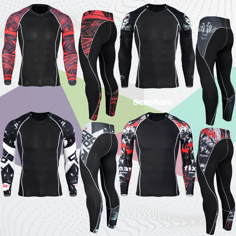 

New Compression Men's Sport Suits Quick Dry Running Clothes Sports Joggers Training Gym Fitness Tracksuits Rashgard Sets