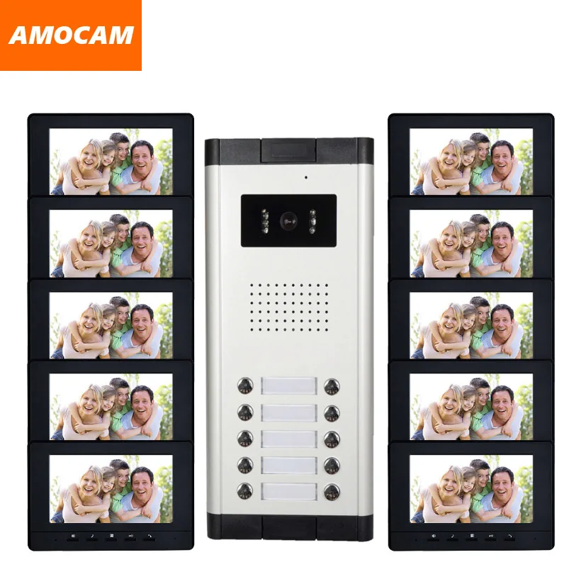 

10 Units 7" Monitor Apartment intercom system Video Door Phone Intercom HD Camera video Doorbell for 10 Household