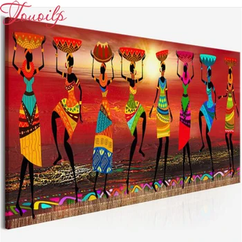 

TOUOILP full square&round 5d diamond painting Cuadros Etnicos Tribal Women Dancing Oil cross stitch 5d diy diamond embroidery