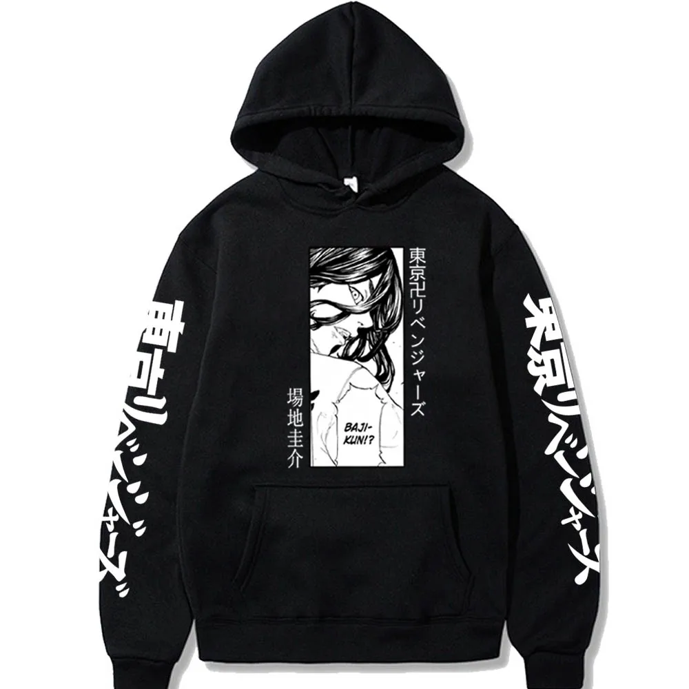 

Anime Tokyo Rrevengers Hoodie Sweashirts Men Women Unisex Tops Baji Keisuke Graphic Hoodie Hip Hop Boy's Pullover Black Outwear