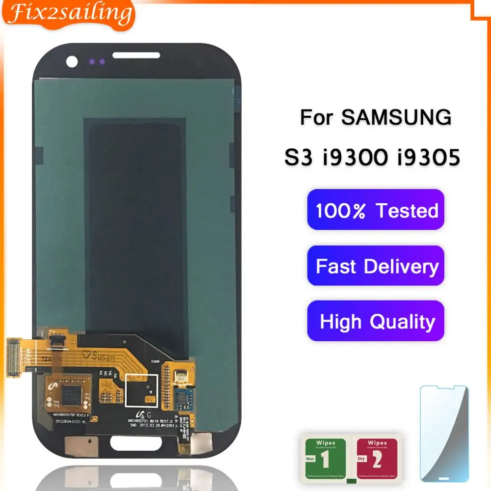 Новый ЖК дисплей Super AMOLED 100% рабочий сенсорный экран в сборе для Samsung Galaxy S III S3 i9300