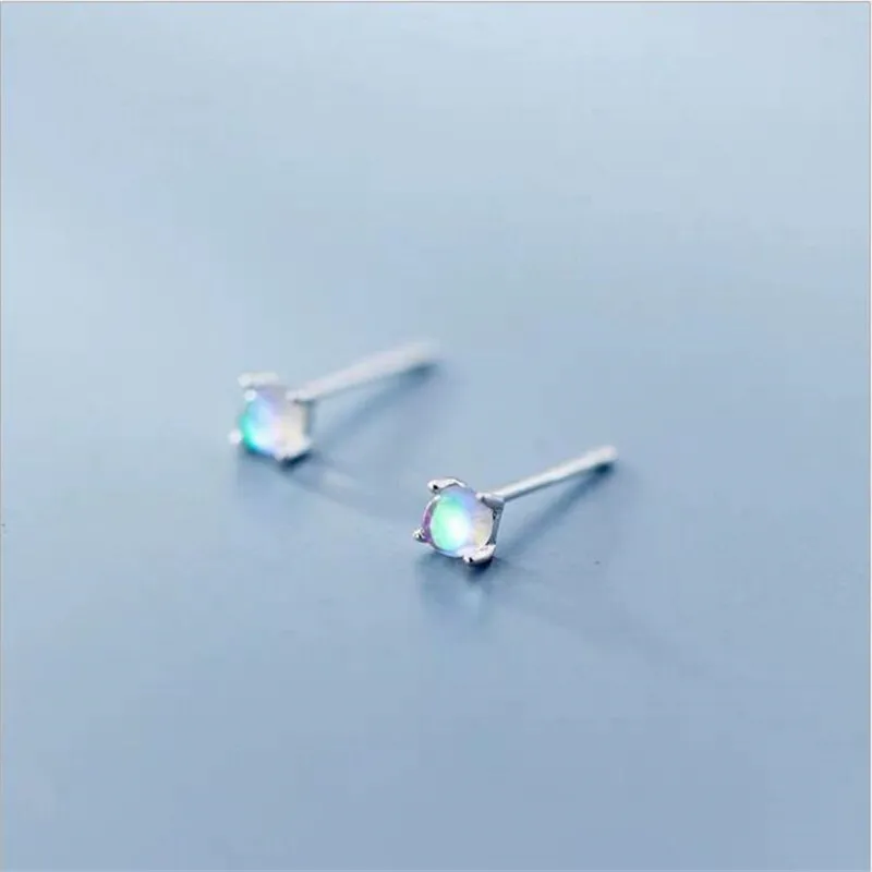 

LULU-PIG Popular new 925 white ear nail Japanese four claw composite glass sweet color gradient earrings 7M-9