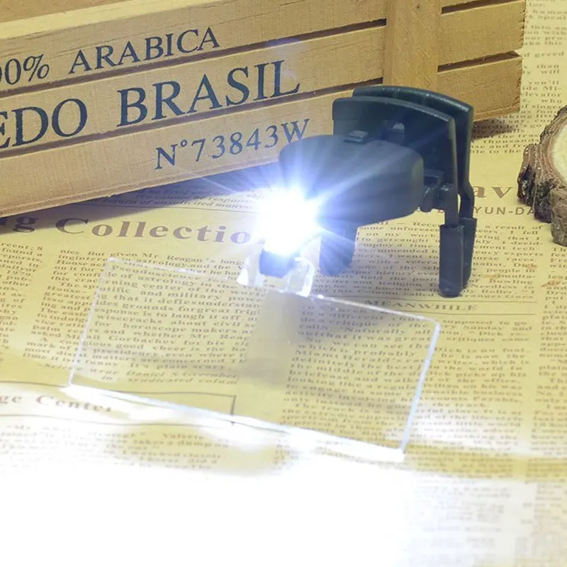 Magnifying Glass 1.5X 2.5X 3.5X Multi Power Illuminated Eyeglasses Clip Third Hand Lighted Low Vision Loupe