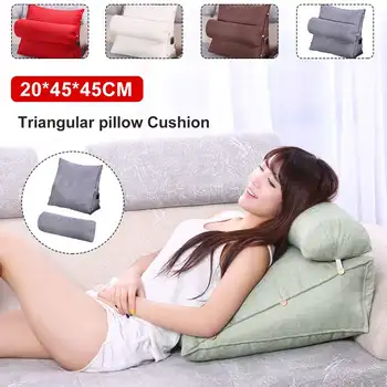 

Reading Pillow Stereo wedge Shape Backrest Pillow Waist Cushion Washable Cotton Linen Sofa Cushions Bed Rest Maternity Lounger