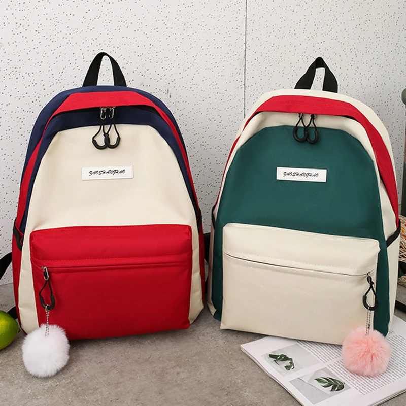 Модные Удобные школьные книжные сумки контрастного цвета холщовые четыре части большой емкости женский рюкзак Oxford дорожный Повседневный Рюкзак