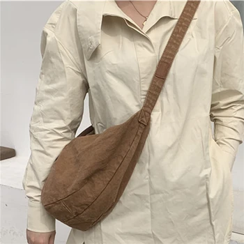 

Fashion New Designer Bags For Women Single Shoulder Crossbody Bag Lady Canvas Fashion Half-moon Dumplings Package Purse