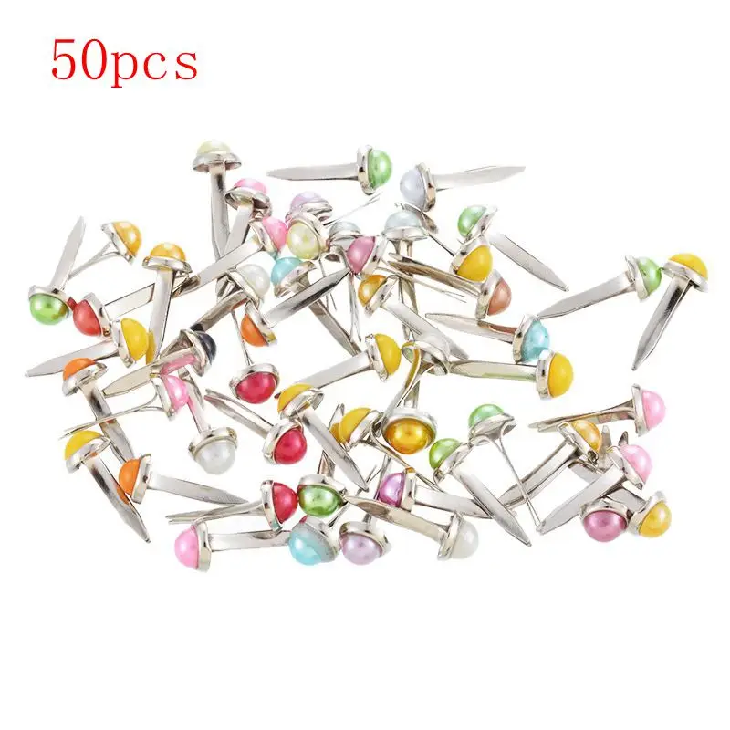 

50PCs Mixed Color Metal Brads for Scrapbooking Embellishment Fastener Brads Enamel Drip Rivets Card Making Photo Album DIY