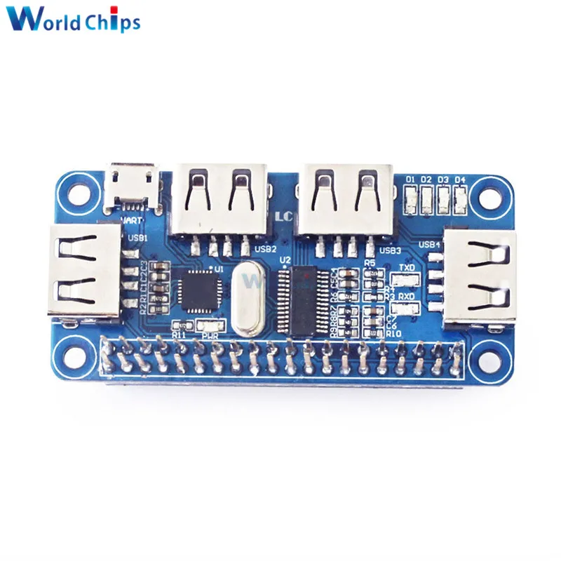 

4 Ports USB Expansion Board HUB Hub for Raspberry Pi 3 / 2 / Zero W USB to UART for Serial Debugging compatible with USB2.0/1.1