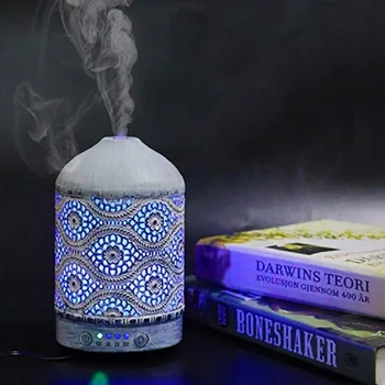 

100ml Air Humidifier Iron Metal Aroma Essential Oil Diffuser With 7 Color Light Change Cool Mist For Home Office
