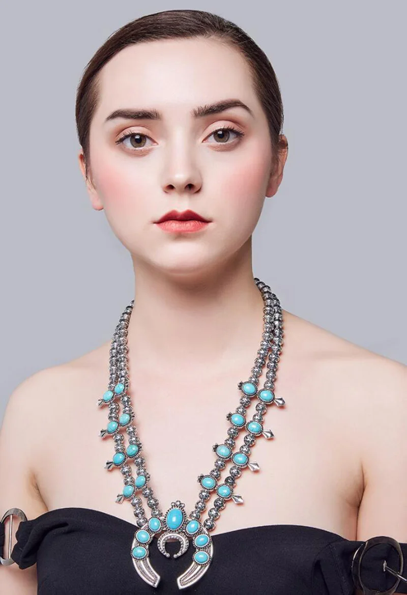 Винтажный, с серебряным покрытием на заказ Чокеры ожерелье s для Длинная цепочка для женщин слоистые эффектные подвески с камнями ожерелье