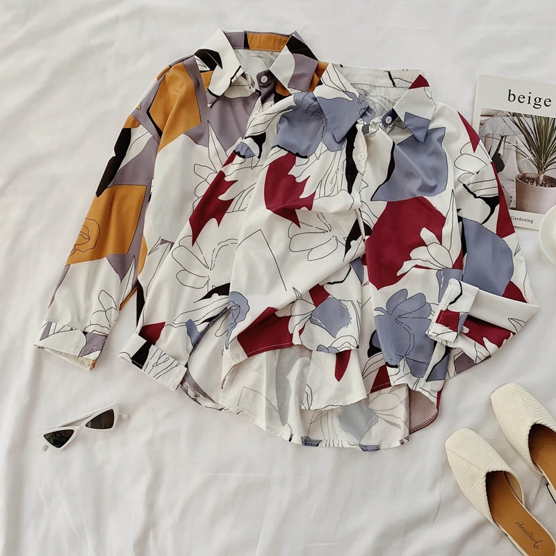 Woherb, Осенние винтажные Женские топы и блузки с цветочным принтом, Женская Корейская рабочая одежда, рубашка, элегантные топы, Blusa Femme