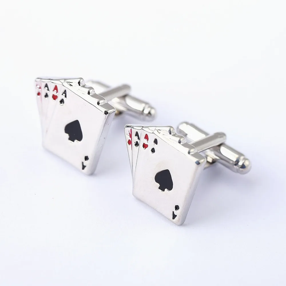 

CWFDY 12pairs/lot Fashion 4A Poker Cufflinks Men French Shirt cuff links Cards Design Cufflink Men Party Wedding Boyfriends Gift