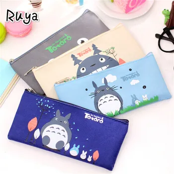 

kawaii Totoro Canvas Pencil Case Creative Oxford cloth Zipper Student Bag Office School Supplies Stationery Cute Gift pencilcase