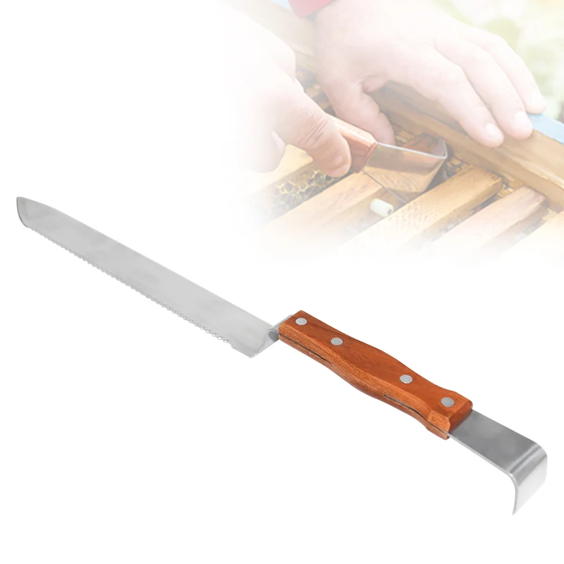 

Beekeeping Equipment Honeycomb bee Scraper Serrated Blade Wooden Handle Tool Three purpose uncapping knife Fork Beekeeping tools