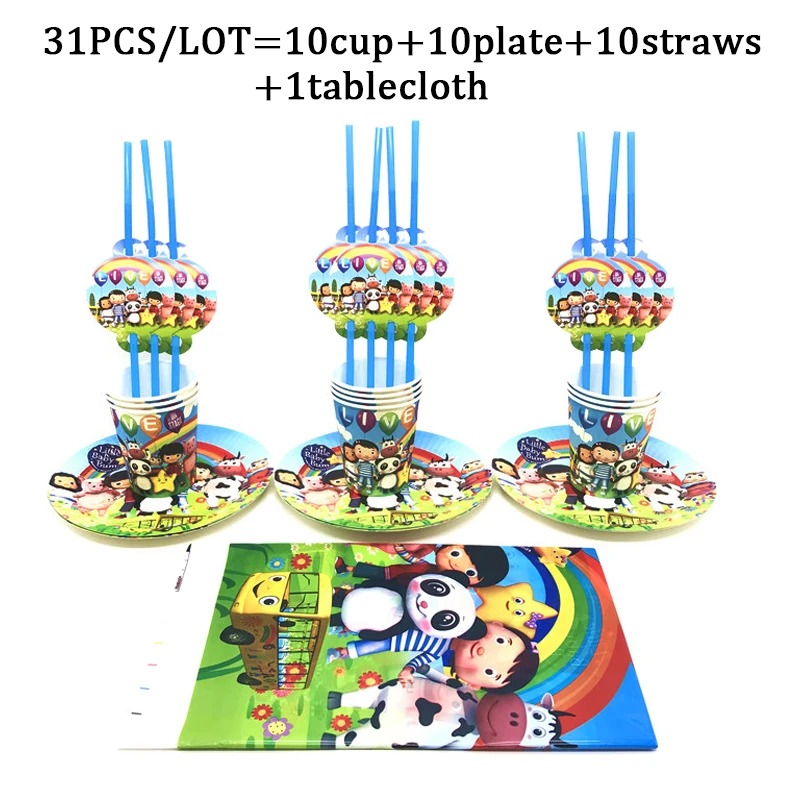 

Kids Party Supplies Little Baby Bum Theme Birthday Decoration Tableware Disposable Plate Cup Straw Tablecloth Baby Shower Party