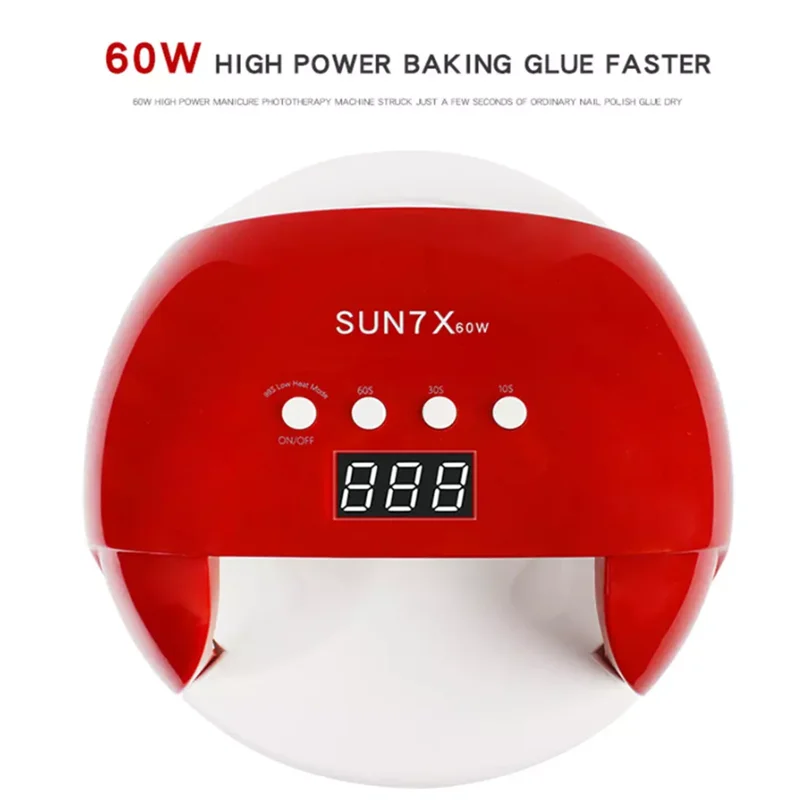 

SUN 7X 60W UV LED Light Phototherapy Machine Automatic Induction Nail Dryer Cure All Gel Polished Manicure Fingers